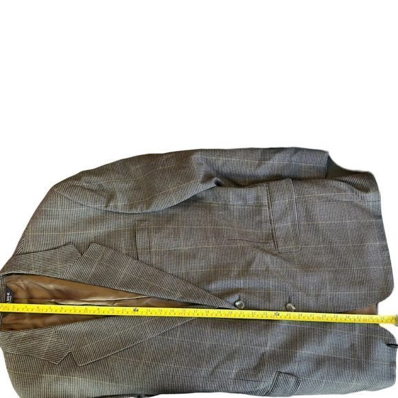 Jos. A. Bank Executive Collection Silk Wool Blend Brown Houndstooth Blazer 44R - Picture 8 of 8